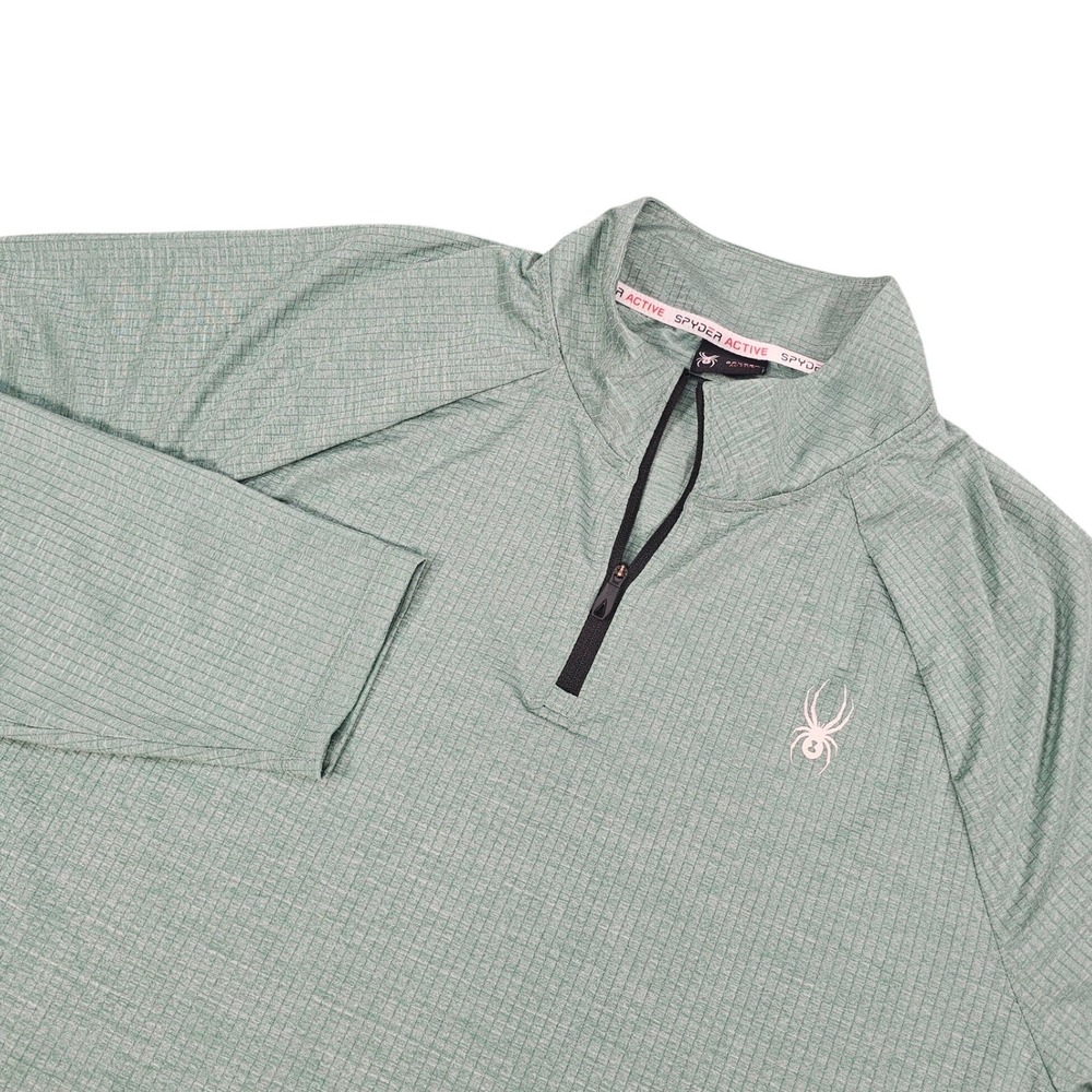 Spyder Active Mens XL Sage‎ Green Quarter Zip Pullover Grid Texture SPM840U